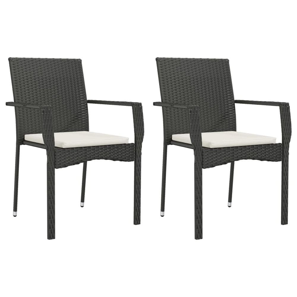 Vidaxl Záhradné stoličky s podložkami 2 ks polyratan čierne